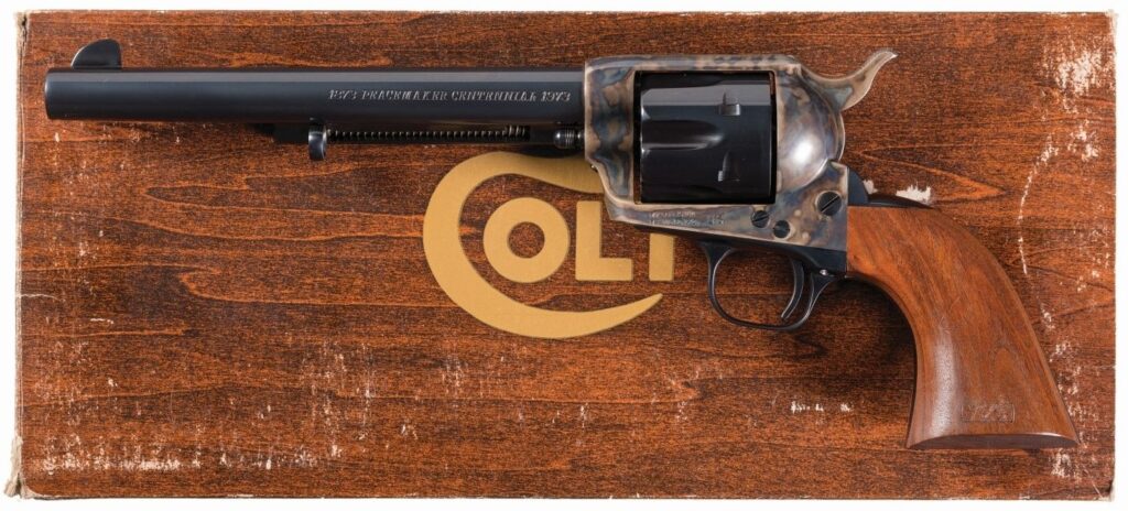 Colt Peacemaker Centennial Commemorative Frontier Six Shooter .45 LC – 7½” Barrel, Cased, Blue & Case Hardened (Used) – PC966