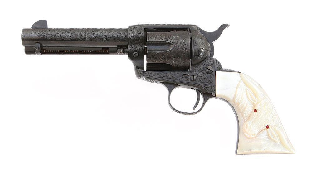 Custom Engraved Colt Single Action Army Revolver 45 LC 4 3/4″ (Used) – 324758