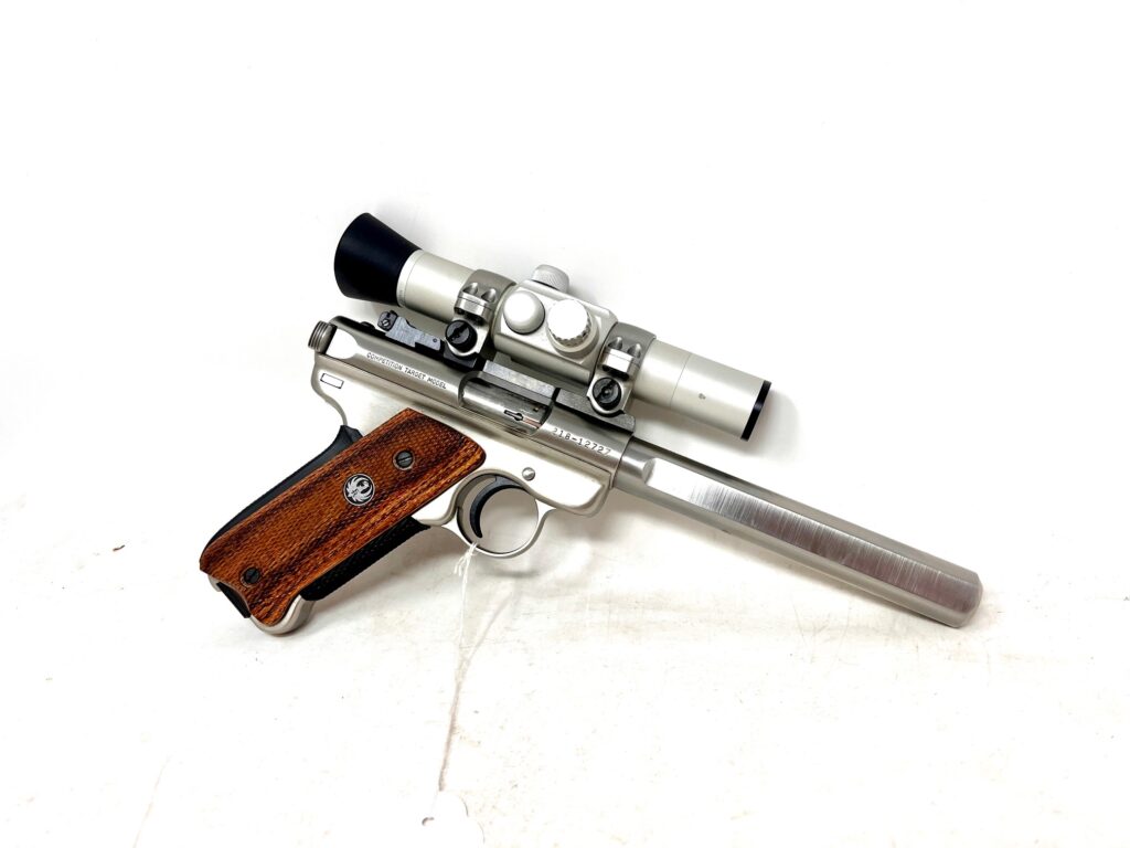 Ruger Mark II Competition Target Model 22 LR Stainless w Scope Circa 1993 (Used) – 218-12727