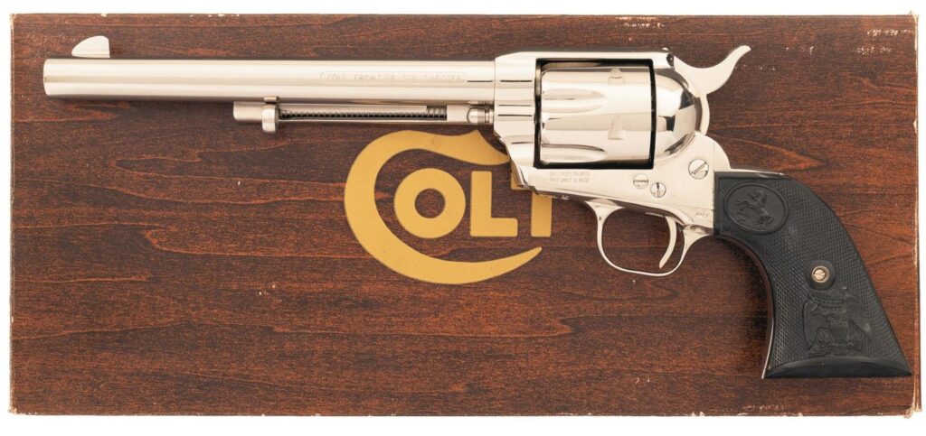 Colt Frontier Six Shooter Single Action Army Revolver .44-40 – Nickel Finish, 7½” Barrel, Boxed (C&R) (Used) – 206MPC
