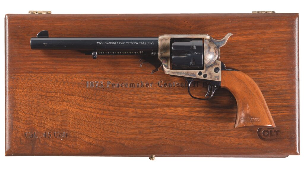 Colt Peacemaker Centennial Commemorative Frontier Six Shooter .45 LC – 7½” Barrel, Cased, Blue & Case Hardened (Used) – PC1015