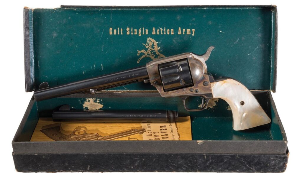 Colt Second Generation SAA Revolver – 7.5” .45 LC, Pearl Grips, Chernoff Inscribed (Used) – 3203SA