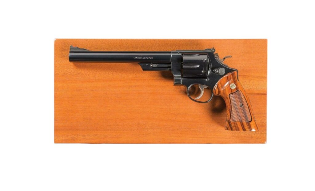 Smith & Wesson Model 29-2 – .44 Magnum, 8 3/8″ Barrel, Blue Finish, Wood Case & Box (Used) – N437012
