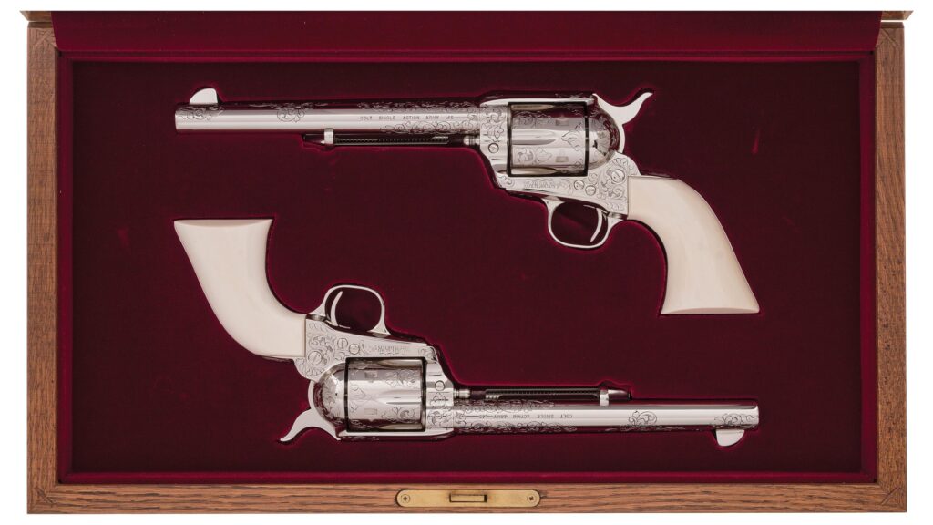 COLT CONSECUTIVELY SERIALIZED PAIR MASTER ENGRAVED THIRD GEN 45 COLT SAA 45 COLT (Used) – SA48834