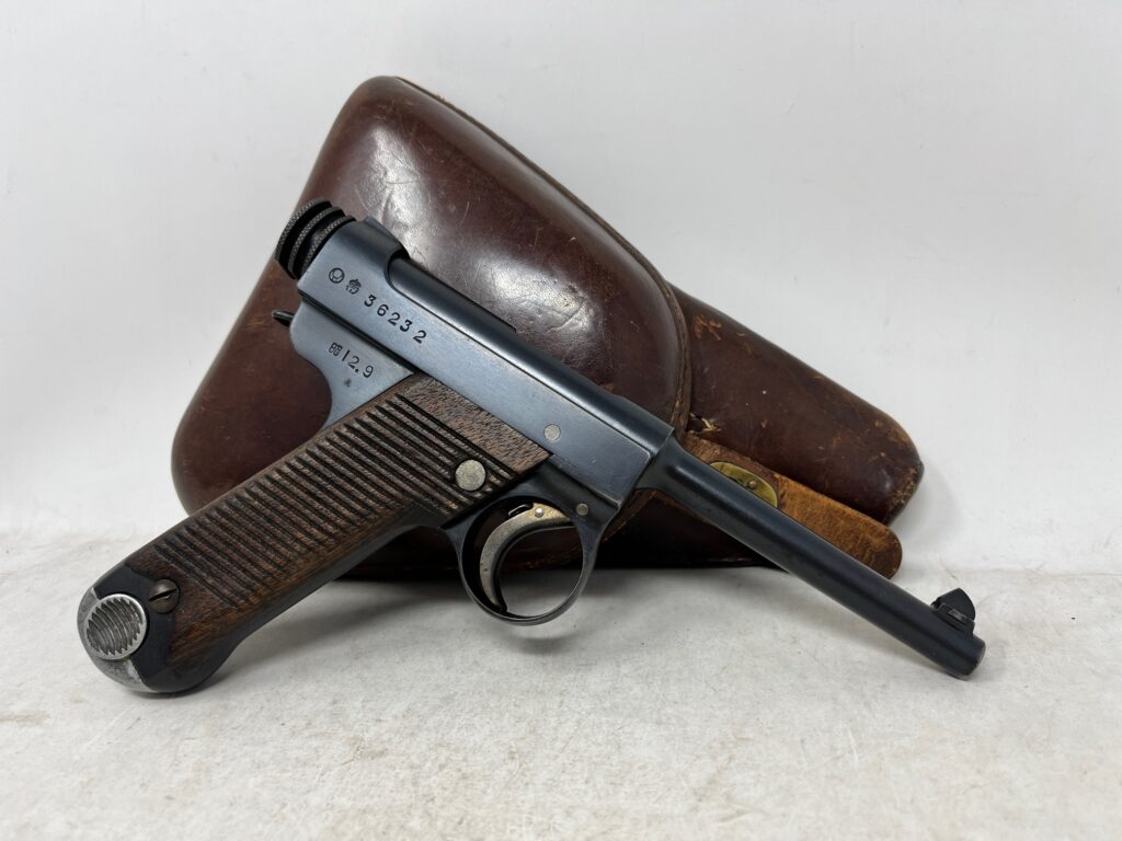 Japanese Nambu Type 14 Pistol – WWII Military Sidearm w/ Leather Holster (Used) – 36232