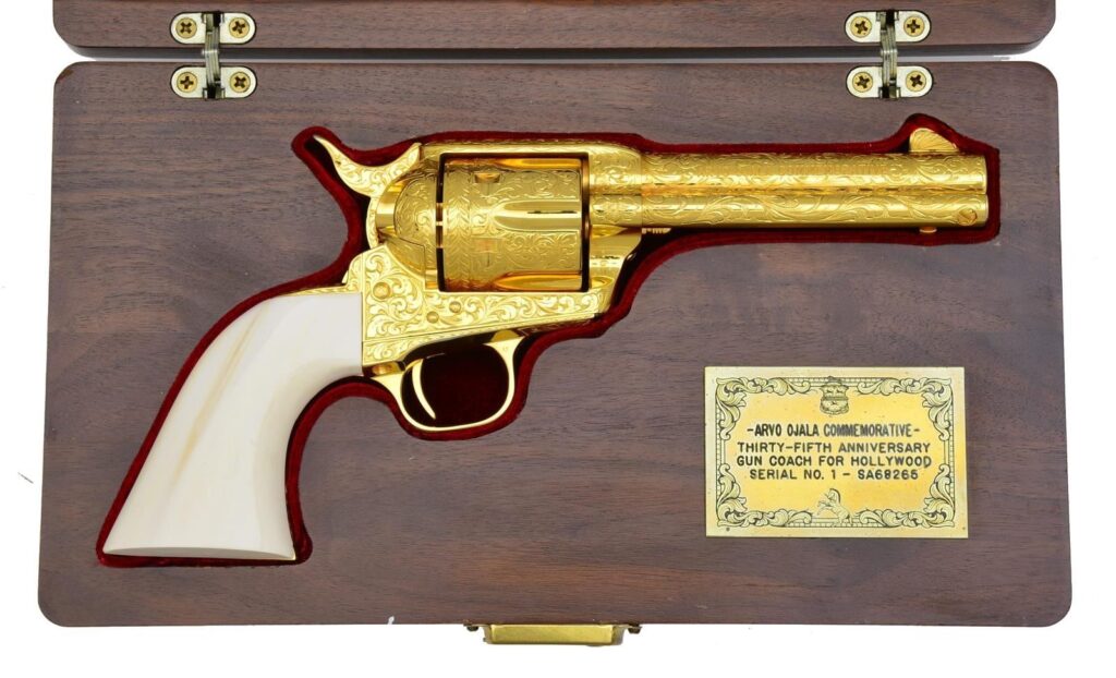 Colt Arvo Ojala Commemorative 3rd Gen. Single Action Army Revolver SAA – Gold Engraved, Ivory Grips (Used) – SA68265