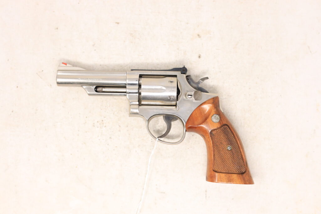 Smith & Wesson Model 19-4 .357 Magnum – 4″ Nickel K-Frame, Red Ramp / White Outline Sights (Used) – 54K8861
