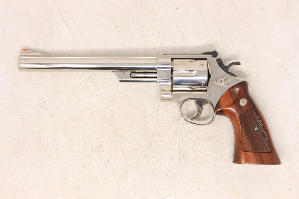 Smith & Wesson Model 29-2 – .44 Magnum, 8 3/8″ Barrel, Blue Finish, Wood Case & Box (Used) – n702080