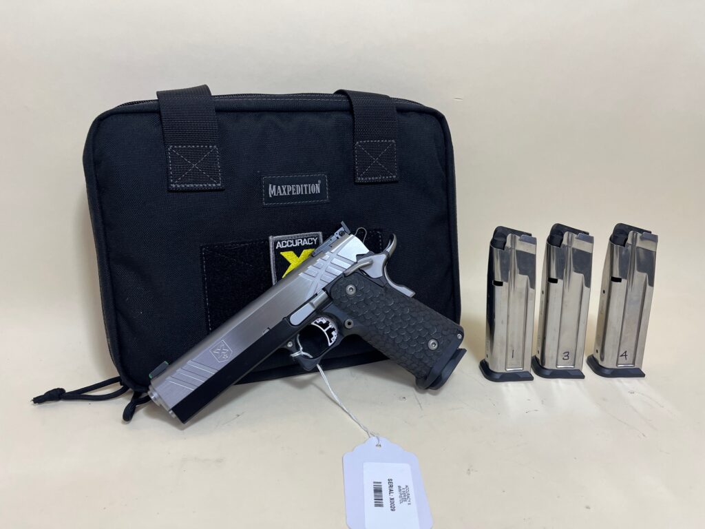 Accuracy X Custom 2011 9mm Competition Pistol – Stainless Slide, Match Trigger, 4 Magazines (Used) – X0029