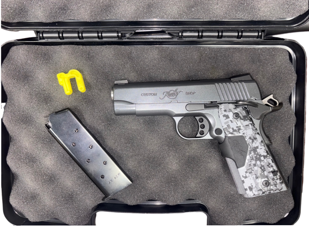 Kimber Custom Shop Pro Covert .45 ACP – 4″ 1911-Style Compact, Night Sights, Laser Grips, Case & Magazine (Used) – KR305989