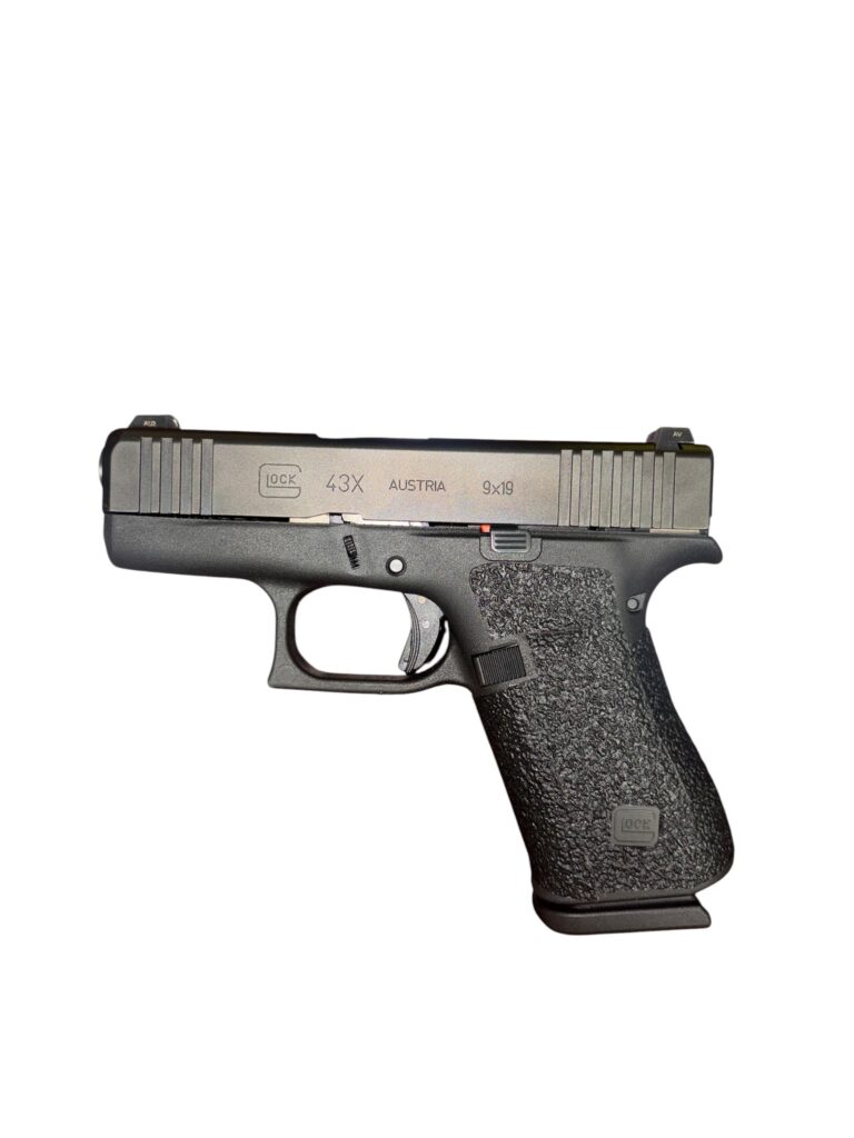 USED Glock 43X 9mm Slimline Compact Pistol – Custom Textured Grip (Used) – BXTU974