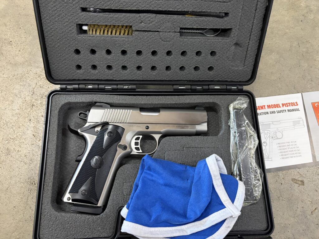 USED LKCI / Tisas Regent CC45 Stainless 1911 .45 ACP – Commander-Size, Stainless Finish, Hard Case (Used) – T0620-17BU00007